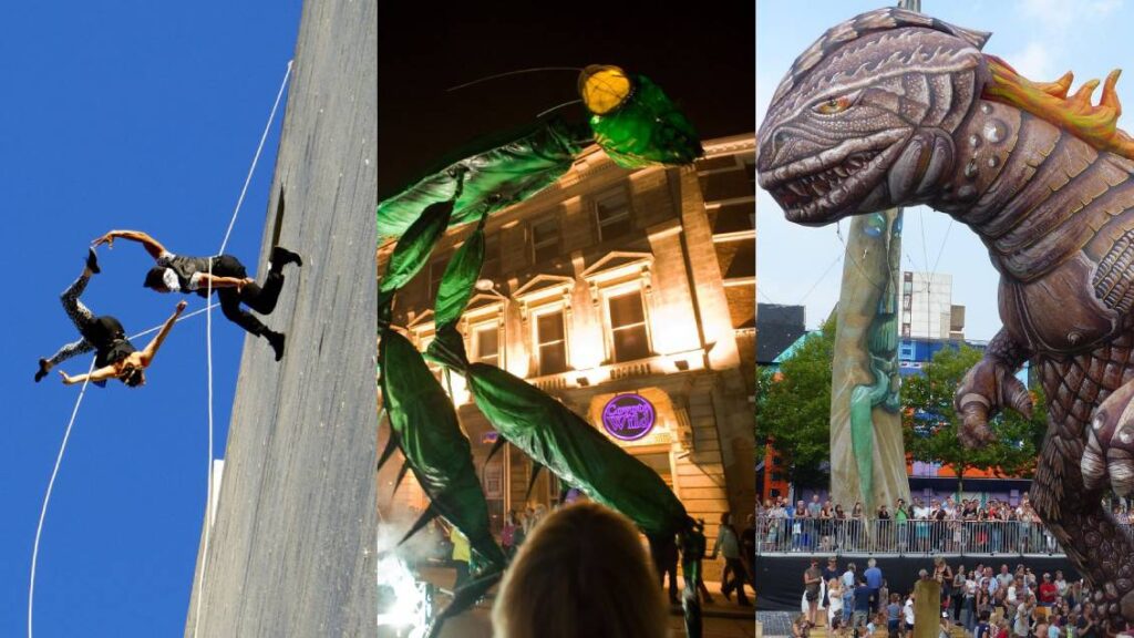 Un dinosaurio e insectos gigantes- los espectáculos en la calle de Teatro a Mil 2023 thumbnail