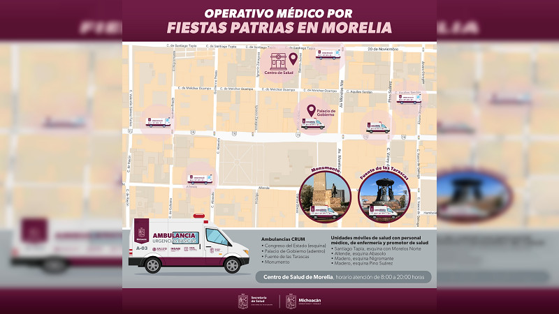 Ubica las ambulancias y unidades médicas instaladas en el Centro por fiestas patrias thumbnail
